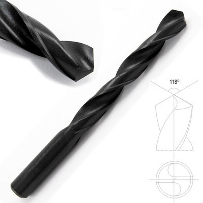 مجموعات مثقاب DIN338 HSS ذات ساق مستقيمة، أكسيد أسود، نقطة 118 درجة