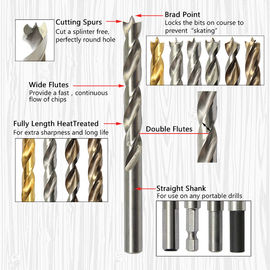 HSS Brad Point Drill Bit DIN338 مطبقة لامعة مطبقة بالكامل