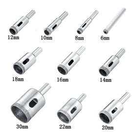 10PCS قطعة حفر الماسية 6-30mm للكرياميكية الزجاجية